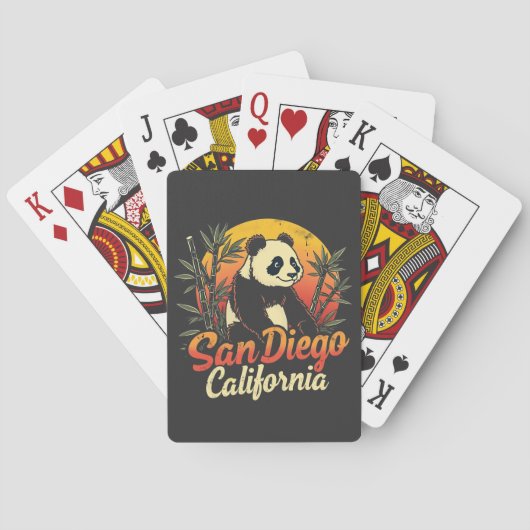 San Diego California Retro Sunset  Panda Pokerkaarten (Achterkant)