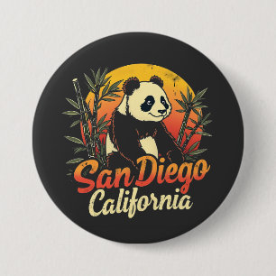 San Diego California Retro Sunset  Panda Ronde Button 7,6 Cm