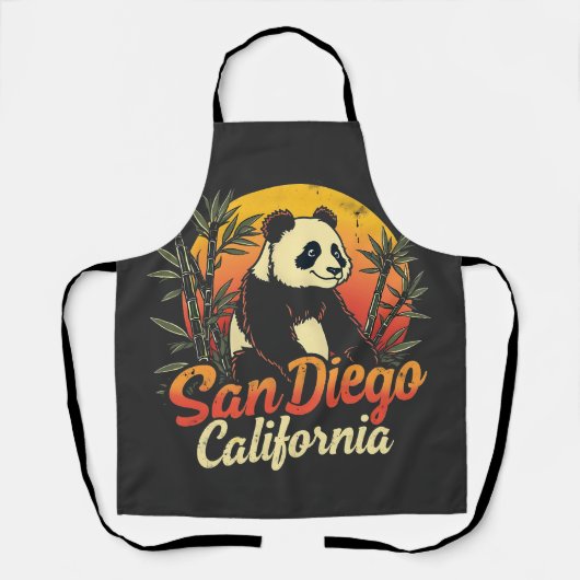 San Diego California Retro Sunset Panda Schort (Voorkant)