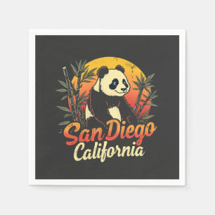 San Diego California Retro Sunset  Panda Servet