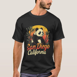 San Diego California Retro Sunset Panda T-shirt