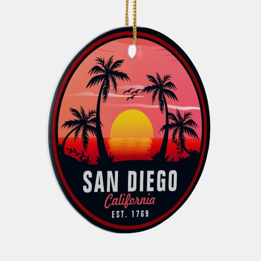 San Diego California Retro Sunset Souvenirs 60s Keramisch Ornament (Rechts)