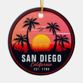 San Diego California Retro Sunset Souvenirs 60s Keramisch Ornament (Voorkant)