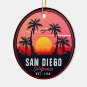 San Diego California Retro Sunset Souvenirs 60s Keramisch Ornament (Links)