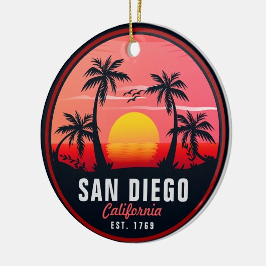 San Diego California Retro Sunset Souvenirs 60s Keramisch Ornament (Links)
