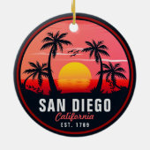 San Diego California Retro Sunset Souvenirs 60s Keramisch Ornament (Achterkant)