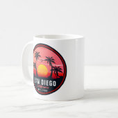 San Diego California Retro Sunset Souvenirs 60s Koffiemok (Voorkant links)
