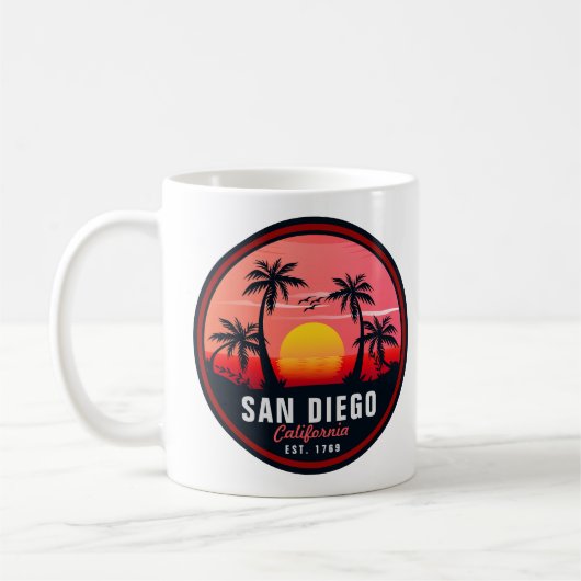 San Diego California Retro Sunset Souvenirs 60s Koffiemok (Links)