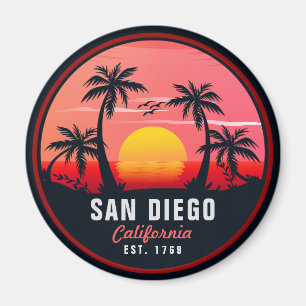 San Diego California Retro Sunset Souvenirs 60s Magneet