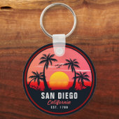 San Diego California Retro Sunset Souvenirs 60s Sleutelhanger (Achterkant)