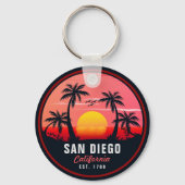 San Diego California Retro Sunset Souvenirs 60s Sleutelhanger (Achterkant)