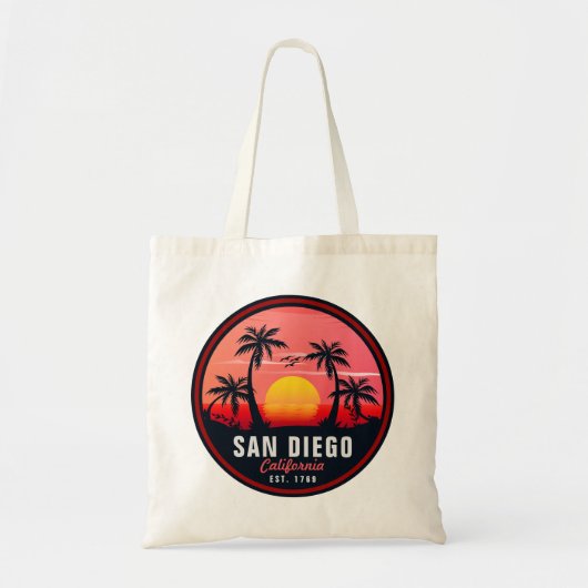 San Diego California Retro Sunset Souvenirs 60s Tote Bag (Voorkant)