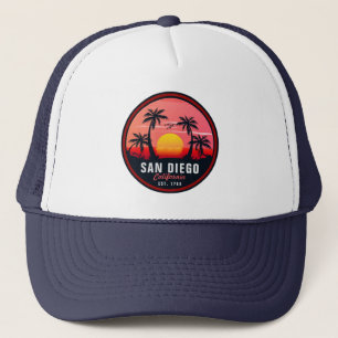 San Diego California Retro Sunset Souvenirs 60s Trucker Pet