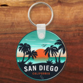 San Diego California Retro Sunset Souvenirs 80s Sleutelhanger (Voorkant)