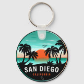 San Diego California Retro Sunset Souvenirs 80s Sleutelhanger (Achterkant)