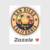 San Diego California Retro Sunset Souvenirs 80s Sticker (Vel)