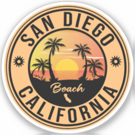 San Diego California Retro Sunset Souvenirs 80s Sticker
