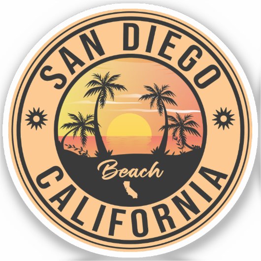 San Diego California Retro Sunset Souvenirs 80s Sticker (Voorkant)