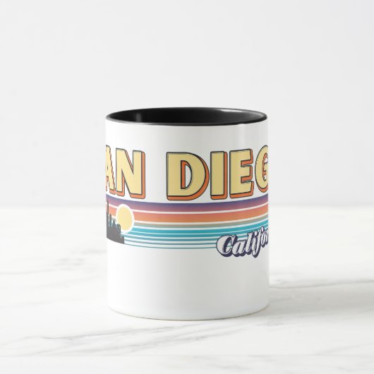  San Diego California Retro Sunset Stripes Mok (Midden)