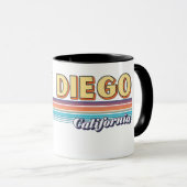  San Diego California Retro Sunset Stripes Mok (Voorkant rechts)