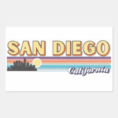  San Diego California Retro Sunset Stripes Rechthoekige Sticker (Voorkant)