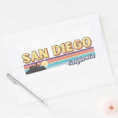  San Diego California Retro Sunset Stripes Rechthoekige Sticker (Envelop)