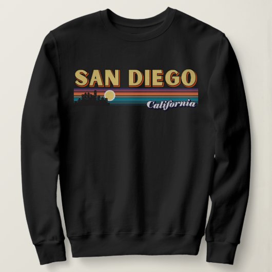  San Diego California Retro Sunset Stripes Trui (Design voorkant)