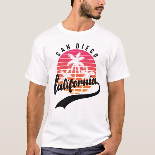 San Diego, California Retro Zonsondergang Heren T- T-shirt (Voorkant)