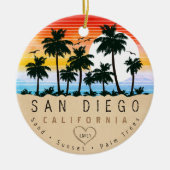 San Diego California Retro Zonsondergang Palmboom  Keramisch Ornament (Voorkant)