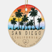 San Diego California Retro Zonsondergang Palmboom  Keramisch Ornament (Links)
