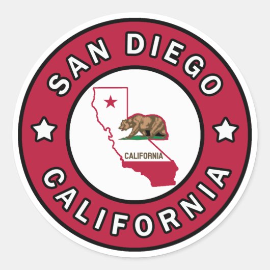 San Diego California Ronde Sticker (Voorkant)