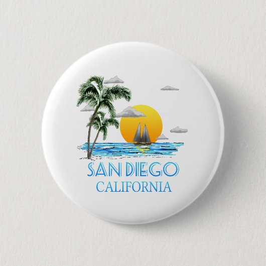 San Diego California Sailing Ronde Button 5,7 Cm (Voorkant)