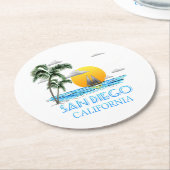 San Diego California Sailing Ronde Kartonnen Onderzetter (Gebogen)