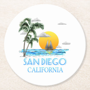 San Diego California Sailing Ronde Kartonnen Onderzetter