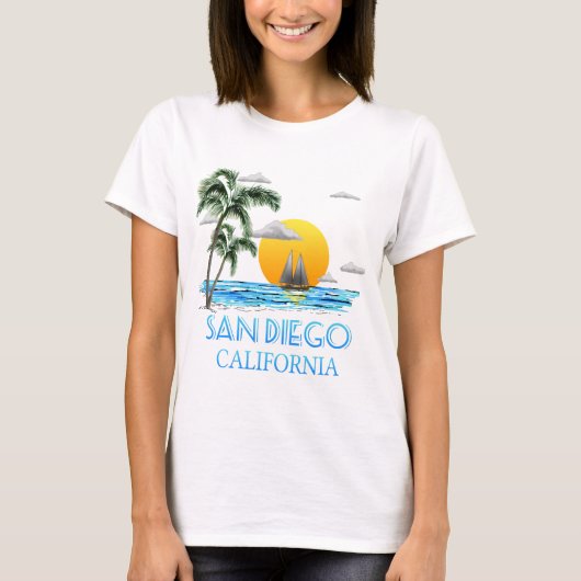 San Diego California Sailing T-shirt (Voorkant)