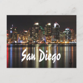 San Diego California Skyline bij nacht Briefkaart