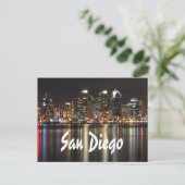 San Diego California Skyline bij nacht Briefkaart (Staand voorkant)