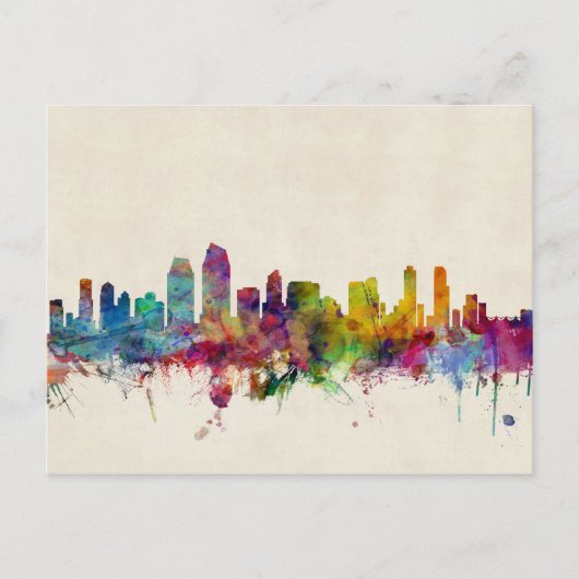 San Diego California Skyline Briefkaart (Voorkant)