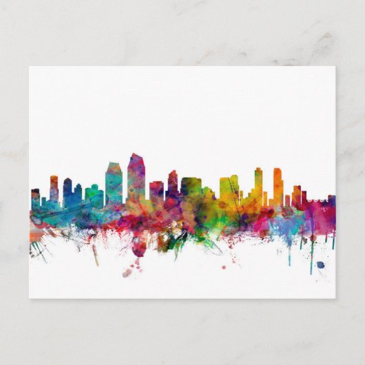 San Diego California Skyline Briefkaart (Voorkant)