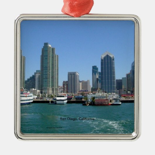 San Diego, California Skyline Metalen Ornament (Voorkant)
