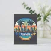 San Diego California Skyline-moderne stadskunst Briefkaart (Staand voorkant)