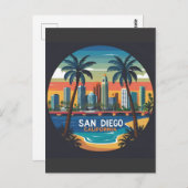 San Diego California Skyline-moderne stadskunst Briefkaart (Voorkant / Achterkant)