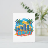San Diego California Skyline-moderne stadskunst Briefkaart (Staand voorkant)