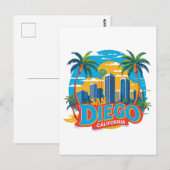 San Diego California Skyline-moderne stadskunst Briefkaart (Voorkant / Achterkant)