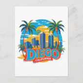 San Diego California Skyline-moderne stadskunst Briefkaart (Voorkant)
