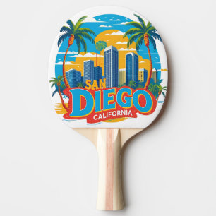 San Diego California Skyline-moderne stadskunst Tafeltennisbatje