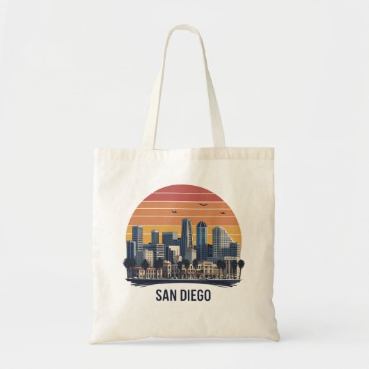 San Diego California Skyline-moderne stadskunst Tote Bag (Voorkant)
