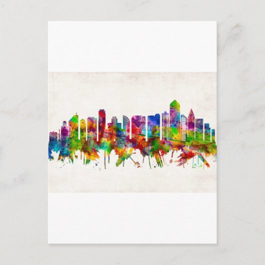 San Diego California Skyline Uitnodiging Briefkaart (Voorkant)