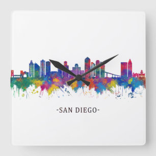 San Diego California Skyline Vierkante Klok