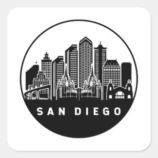 San Diego California Skyline Vierkante Sticker